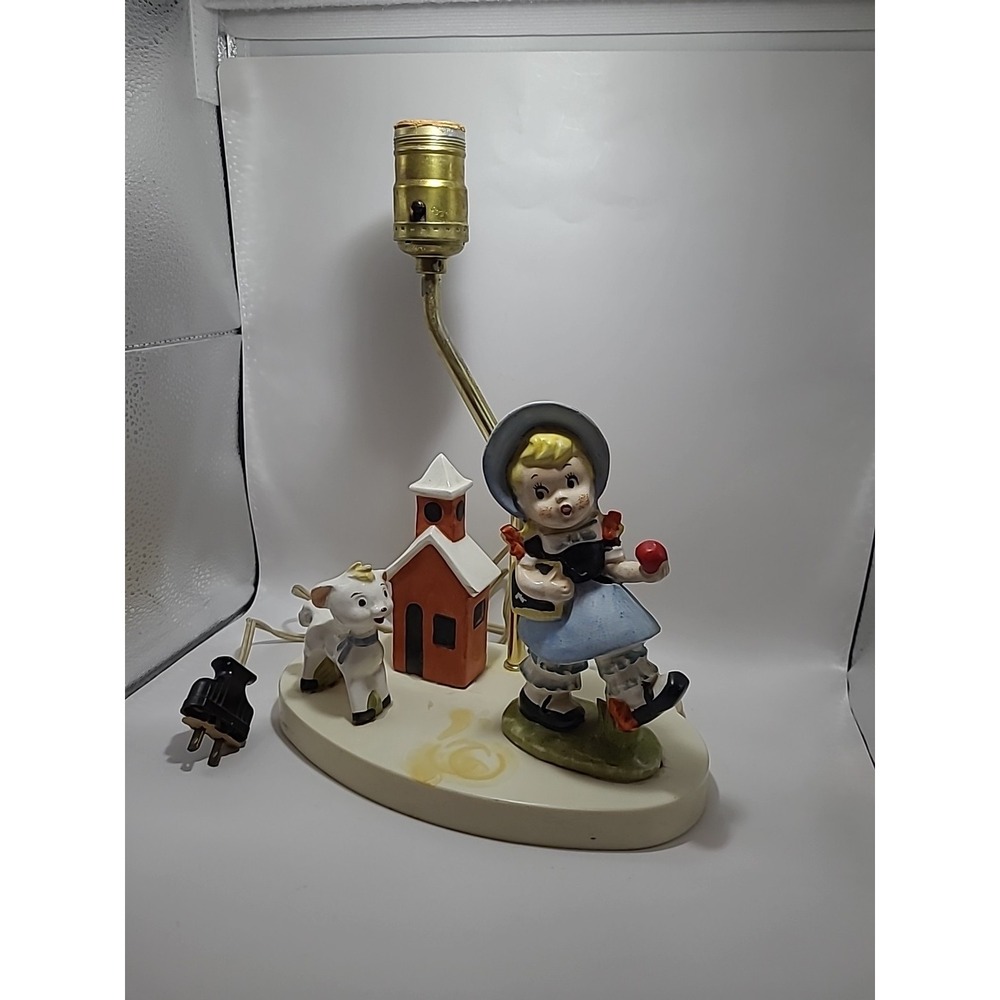 Rare‎ 1960s Vintage Mary Had A Little Lamb Dolly Toy CO Ceramic Lamp Base Works